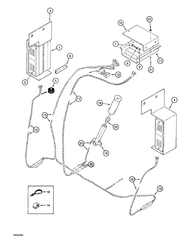 Схема запчастей Case 1825 - (4-23A) - ROAD LAMPS AND WIRING, EUROPEAN MODELS, PRIOR TO P.I.N. JAF0096608 (04) - ELECTRICAL SYSTEMS