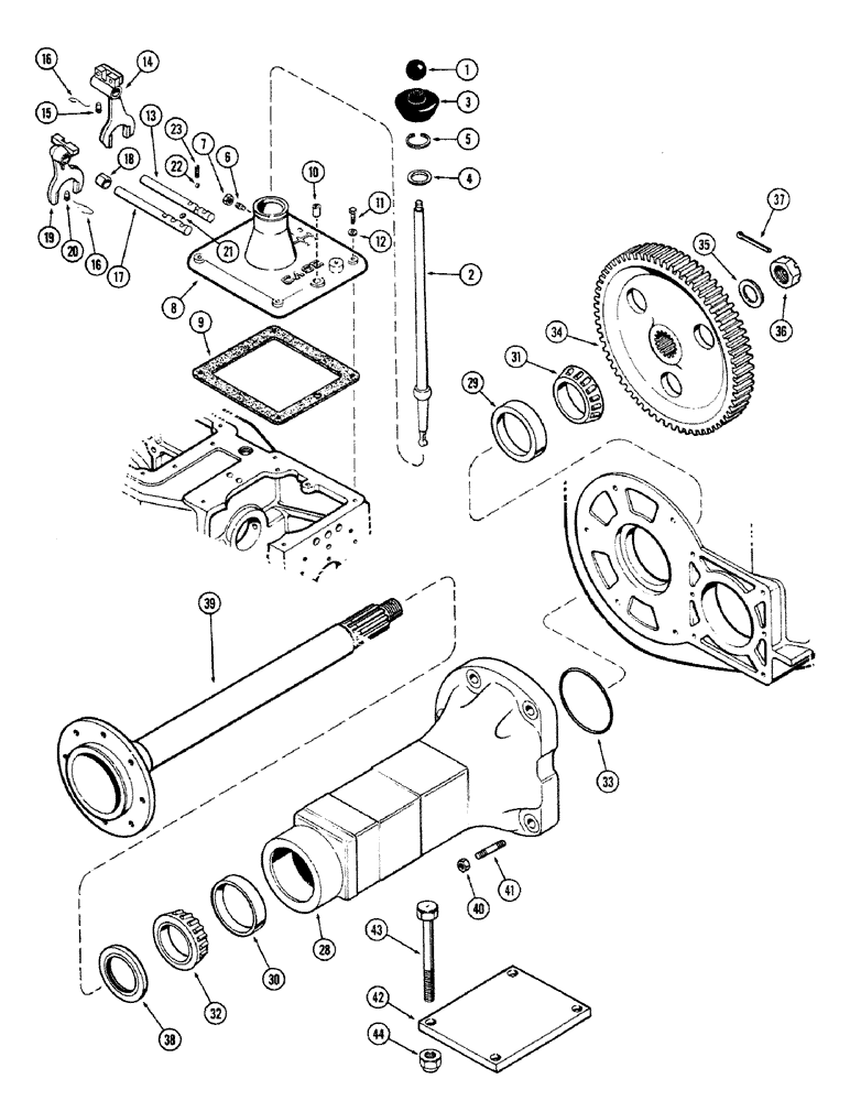 Схема запчастей Case 680CK - (094) - TRANSMISSION GEAR SHIFT, REAR AXLE 