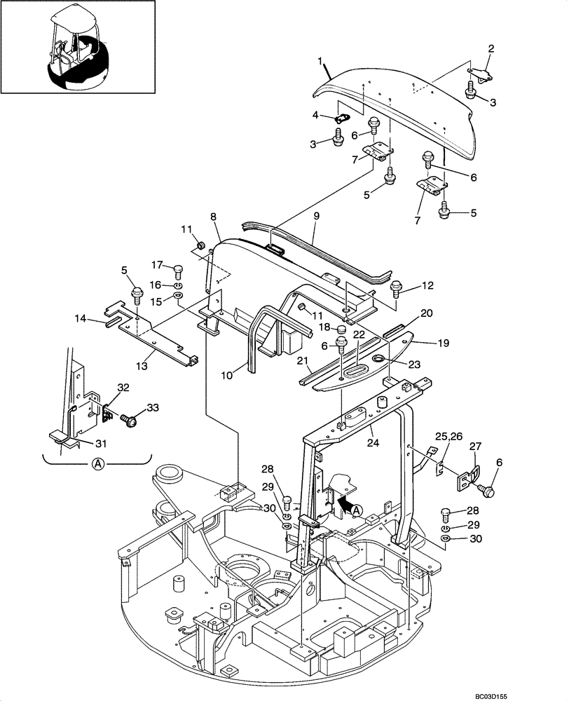 Схема запчастей Case CX31 - (09-11[00]) - COVER - SUPPORTS, CANOPY (09) - CHASSIS/ATTACHMENTS