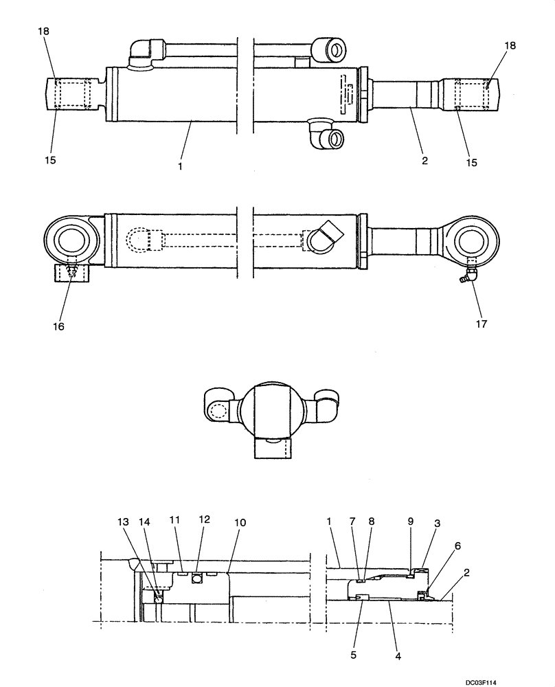 Схема запчастей Case CX14 - (08-53[00]) - CYLINDER, DOZER BLADE (08) - HYDRAULICS