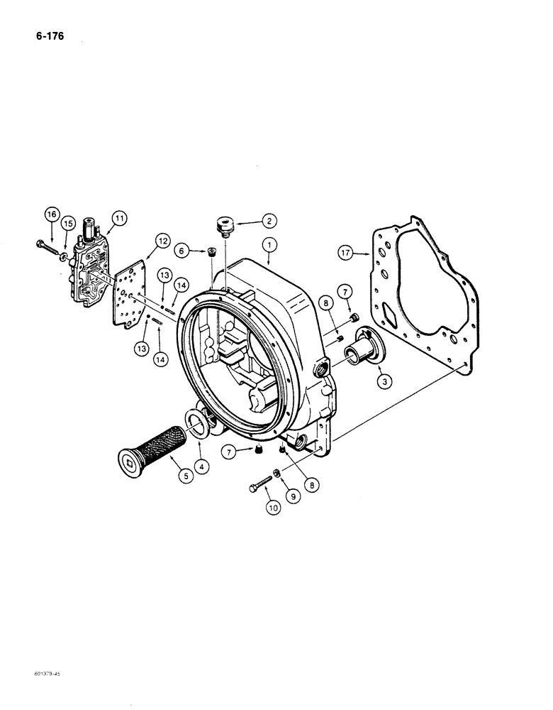 Схема запчастей Case 680K - (6-176) - TORQUE CONVERTER HOUSING AND CONTROL VALVE (06) - POWER TRAIN