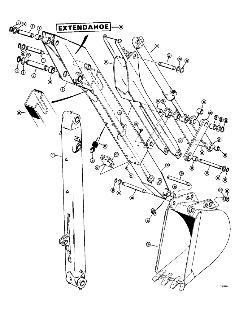 Схема запчастей Case 780 - (516) - BACKHOE EXTENDABLE DIPPER (09) - CHASSIS/ATTACHMENTS