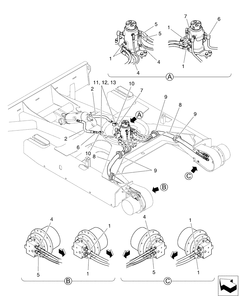 Схема запчастей Case CX36B - (02-012[00]) - HYD LINES, LOW (35) - HYDRAULIC SYSTEMS