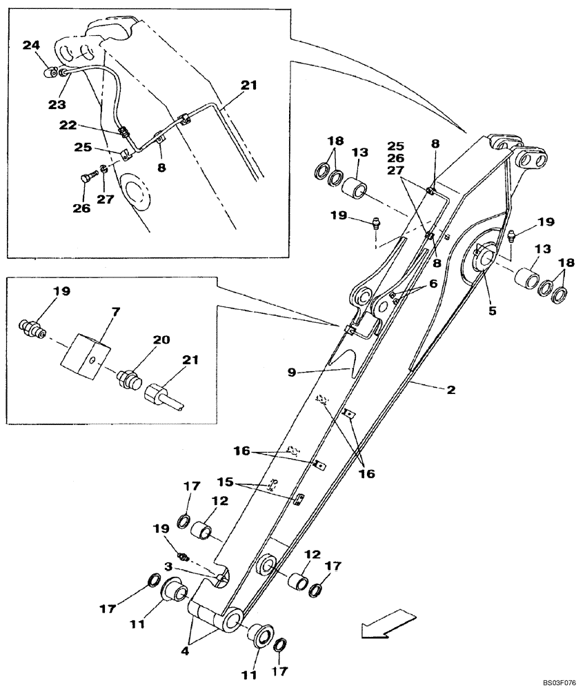 Схема запчастей Case CX135SR - (09-44) - ARM, EXCAVATOR, 2,85 M (9 FT 4IN) (09) - CHASSIS/ATTACHMENTS