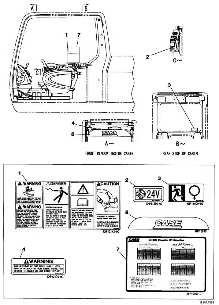 Схема запчастей Case CX160B - (09-52) - DECALS (09) - CHASSIS/ATTACHMENTS