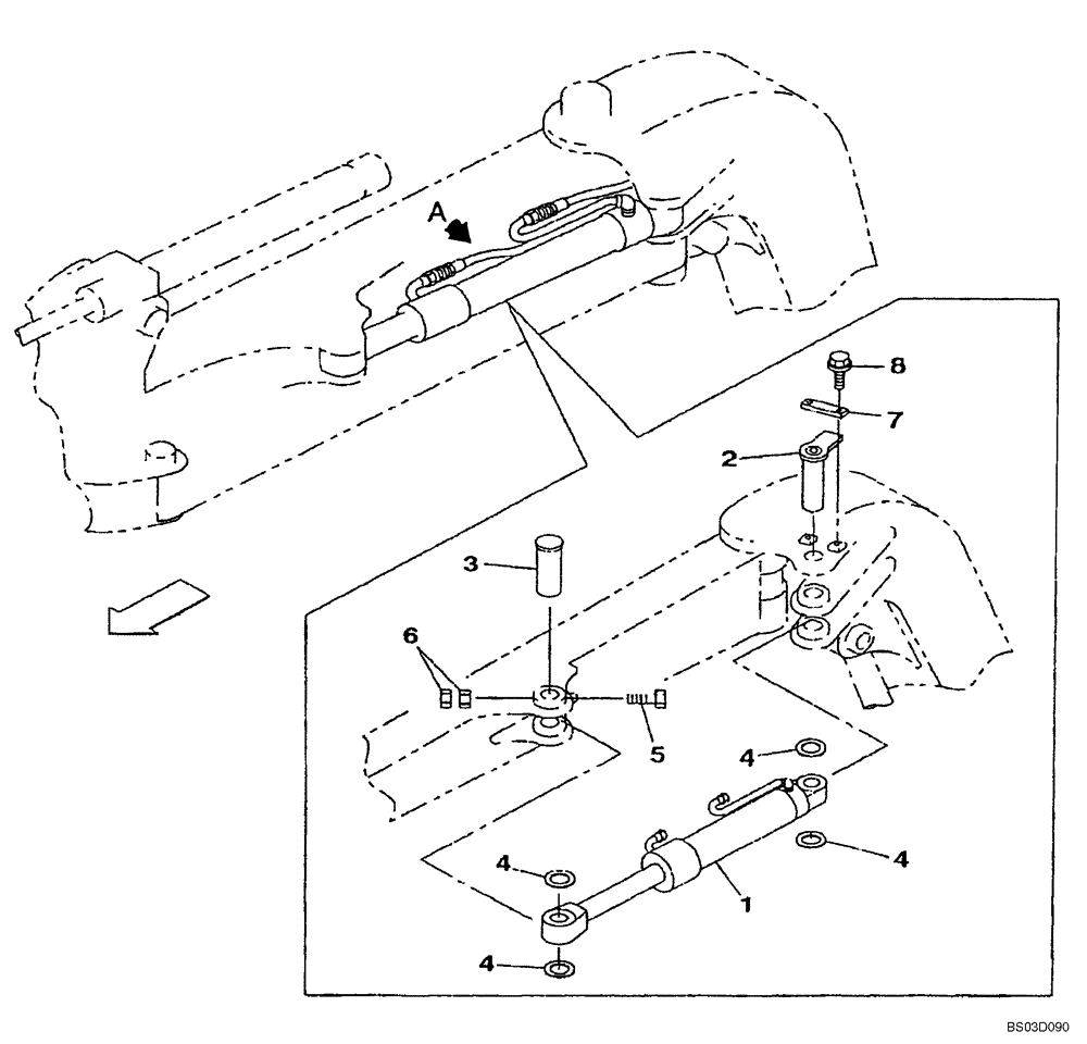 Схема запчастей Case CX75SR - (09-42A) - BOOM CYLINDER, MOUNTING - MODELS WITH OFFSET BOOM (09) - CHASSIS/ATTACHMENTS