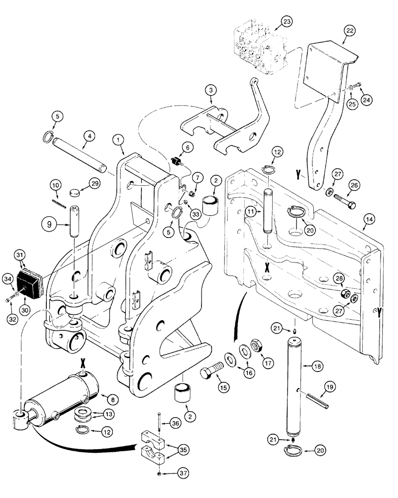 Схема запчастей Case 960 - (09-47) - MOUNTING SWING TOWER, PLOW (09) - CHASSIS