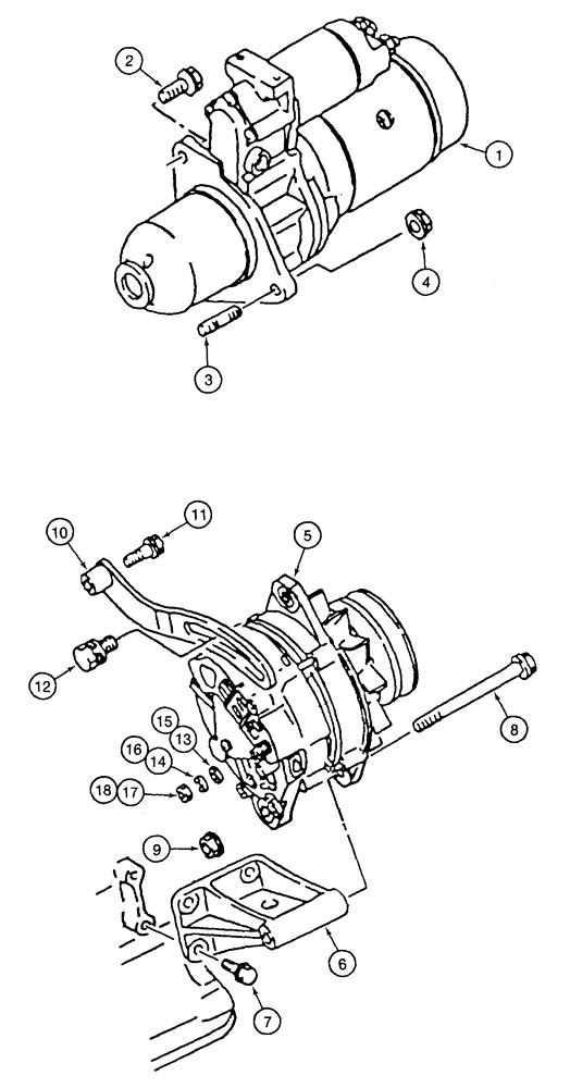 Схема запчастей Case 9050B - (4-02) - STARTER AND ALTERNATOR MOUNTING, 6D22-T ENGINE (04) - ELECTRICAL SYSTEMS