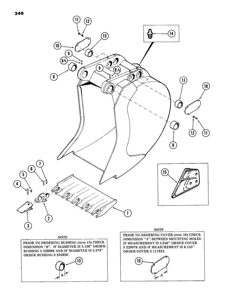 Схема запчастей Case 980B - (346) - BACKHOE BUCKETS, SEVERE DUTY (19) - BUCKETS