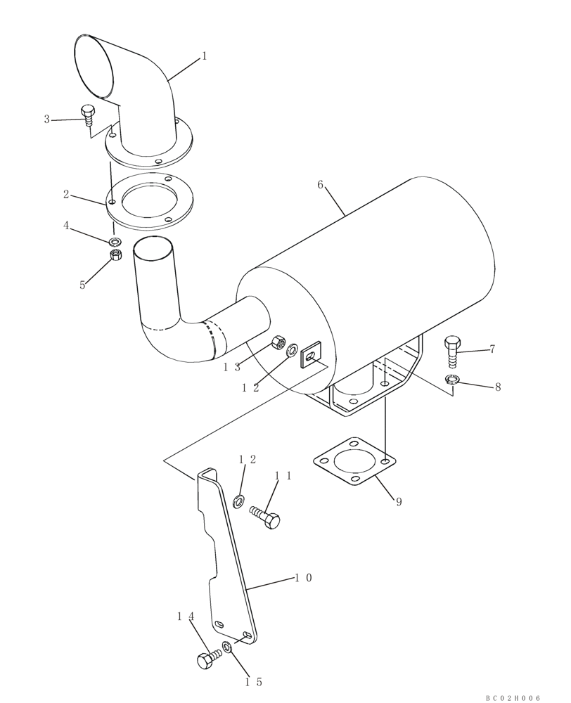 Схема запчастей Case 85XT - (02-03) - EXHAUST SYSTEM (02) - ENGINE