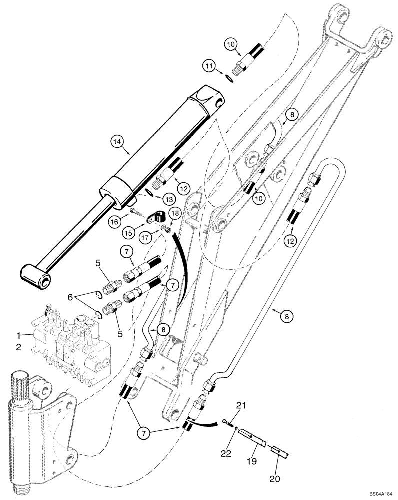 Схема запчастей Case 70XT - (08-32) - HYDRAULIC SYSTEM - BACKHOE BOOM CYLINDER (D100) (08) - HYDRAULICS