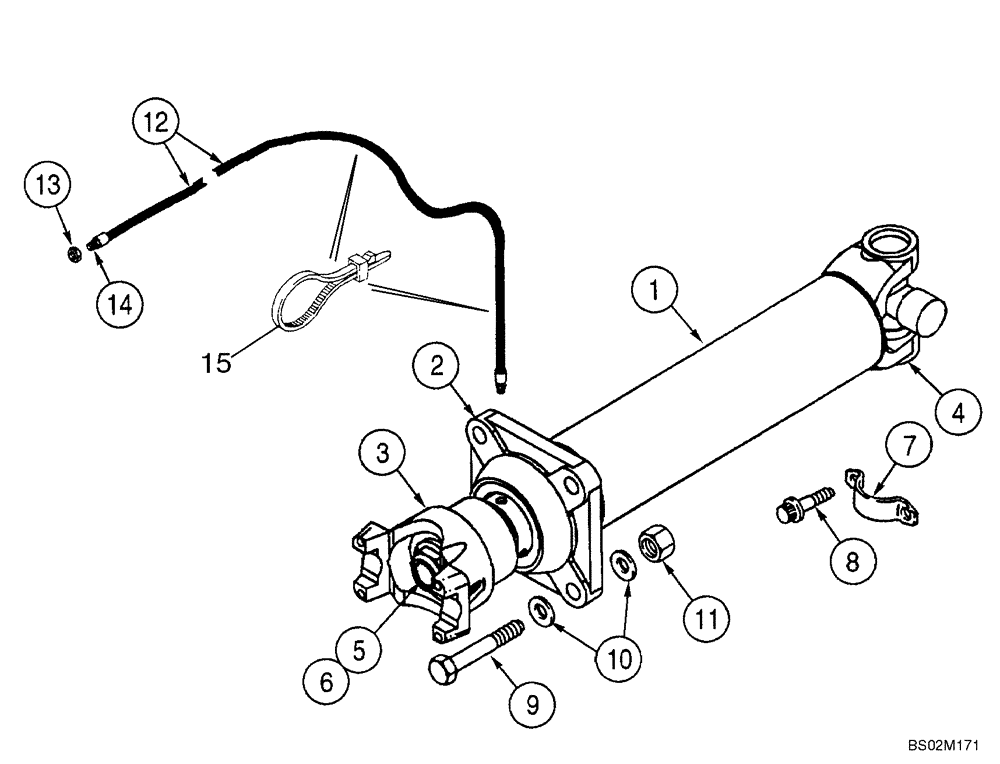 Схема запчастей Case 721D - (06-35) - DRIVE SHAFT, FRONT - BEARING, SUPPORT AND LUBE LINE (06) - POWER TRAIN