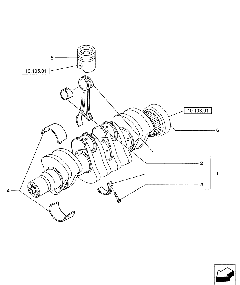 Схема запчастей Case 580SM - (10.105.02) - PISTONS - CONNECTING ROD (10) - ENGINE