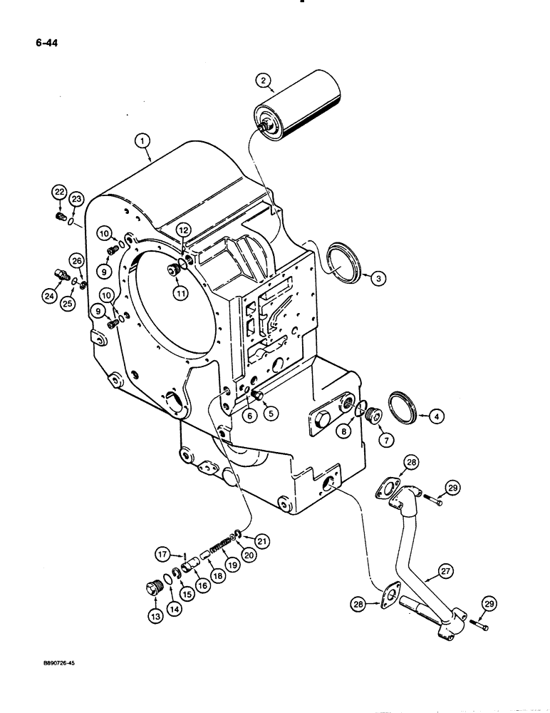 Схема запчастей Case 621 - (6-044) - TRANSMISSION ASSEMBLY, HOUSING, P.I.N. JAK0020901 AND AFTER (06) - POWER TRAIN