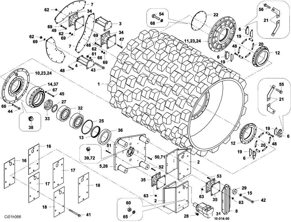 Схема запчастей Case SV223 - (12-011-00[01]) - DRUM FOR TAMPING COMPACTION (12) - Chassis/Attachments