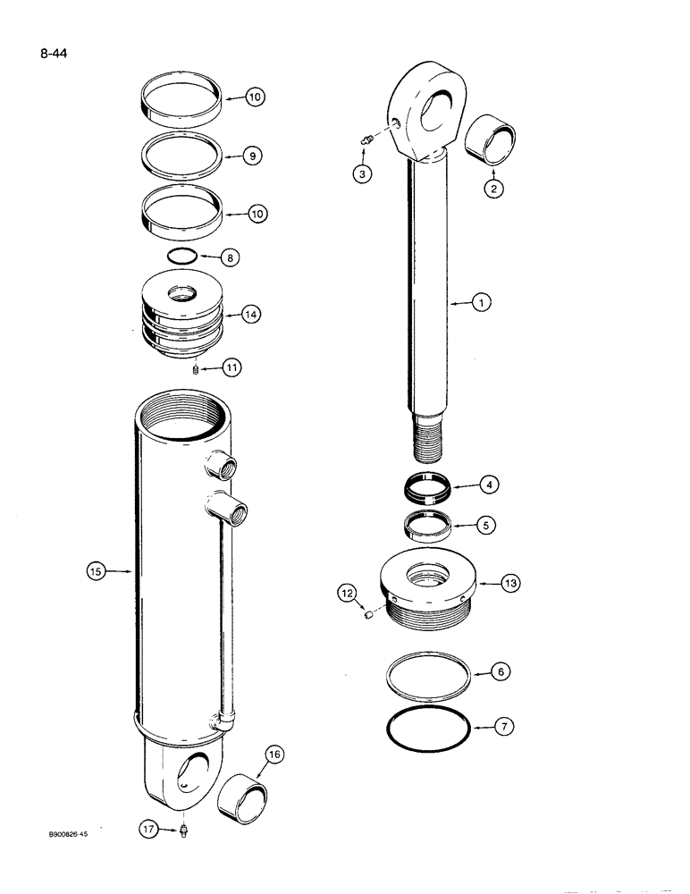 Схема запчастей Case 621 - (8-44) - LOADER AUXILIARY CYLINDER, S301431 (08) - HYDRAULICS