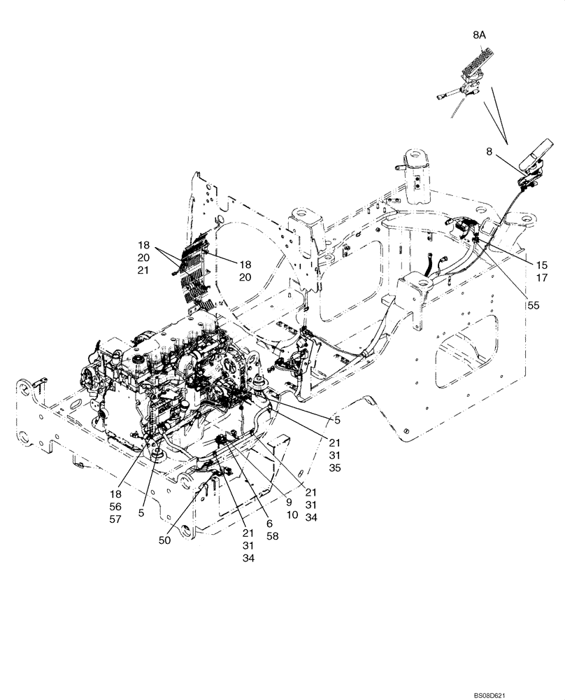 Схема запчастей Case 821E - (04-10A) - HARNESS, REAR CHASSIS - HARNESS, THROTTLE CONTROL - EUROPE (04) - ELECTRICAL SYSTEMS