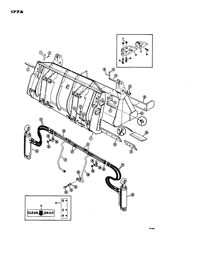 Схема запчастей Case W24 - (177A) - DROTT 4 IN 1 BUCKET, BEFORE TRACTOR SN. 9107067 (09) - CHASSIS