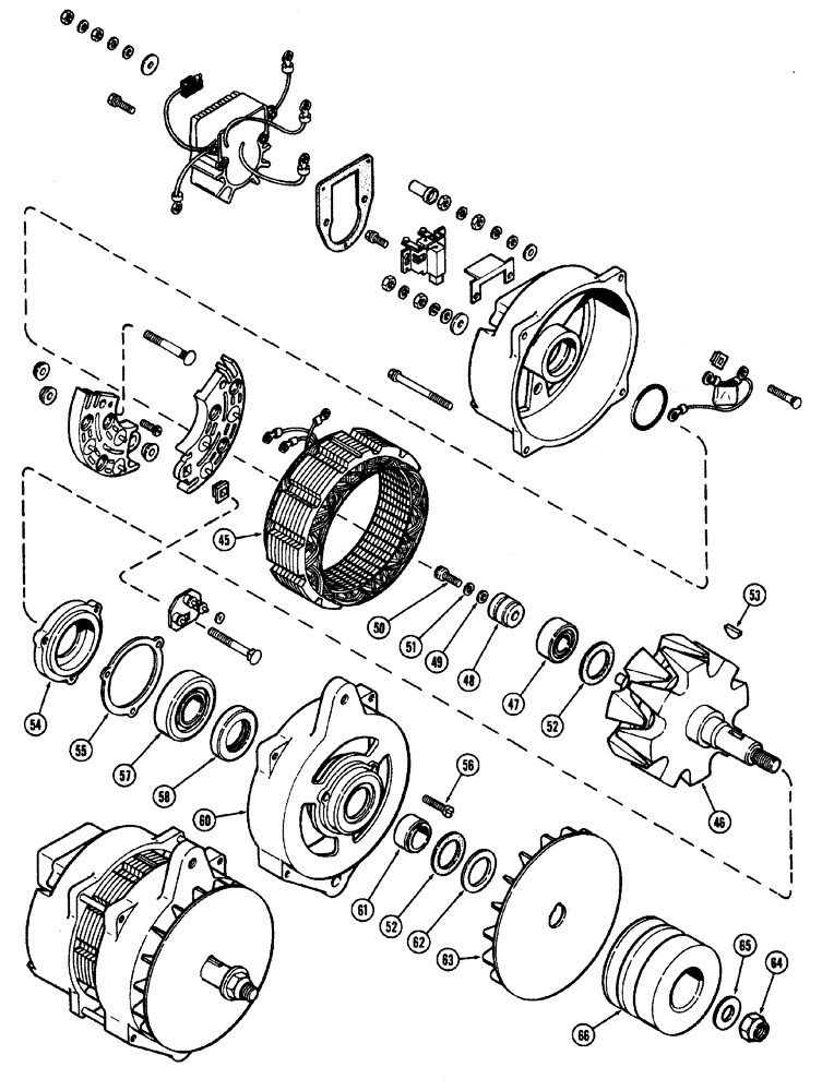 Схема запчастей Case W20 - (051A) - L59724ALTERNATOR (70AMP) USED TRAC. SERIAL NO. 9115403 AND AFTER WITH INTEGRAL VOLTAGE REGULATOR (04) - ELECTRICAL SYSTEMS