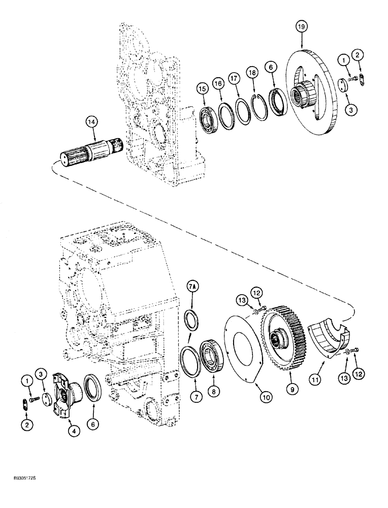 Схема запчастей Case 921 - (6-028) - TRANSMISSION ASSEMBLY L129883, OUTPUT SHAFT AND GEAR (06) - POWER TRAIN