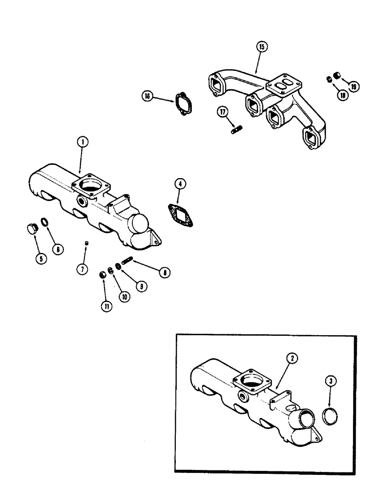 Схема запчастей Case 600 - (020) - MANIFOLDS, (336BDT) DIESEL ENGINE, INTAKE MANIFOLD (01) - ENGINE