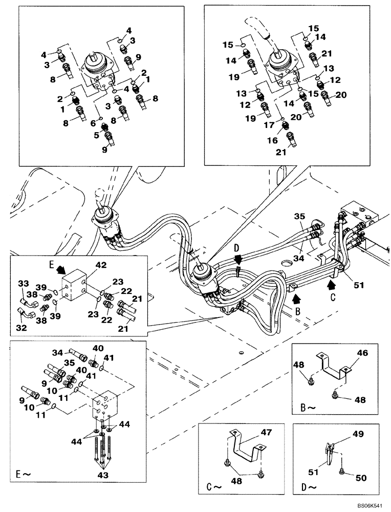 Схема запчастей Case CX210B - (08-16) - PILOT CONTROL LINES, ATTACHMENT - STANDARD (08) - HYDRAULICS