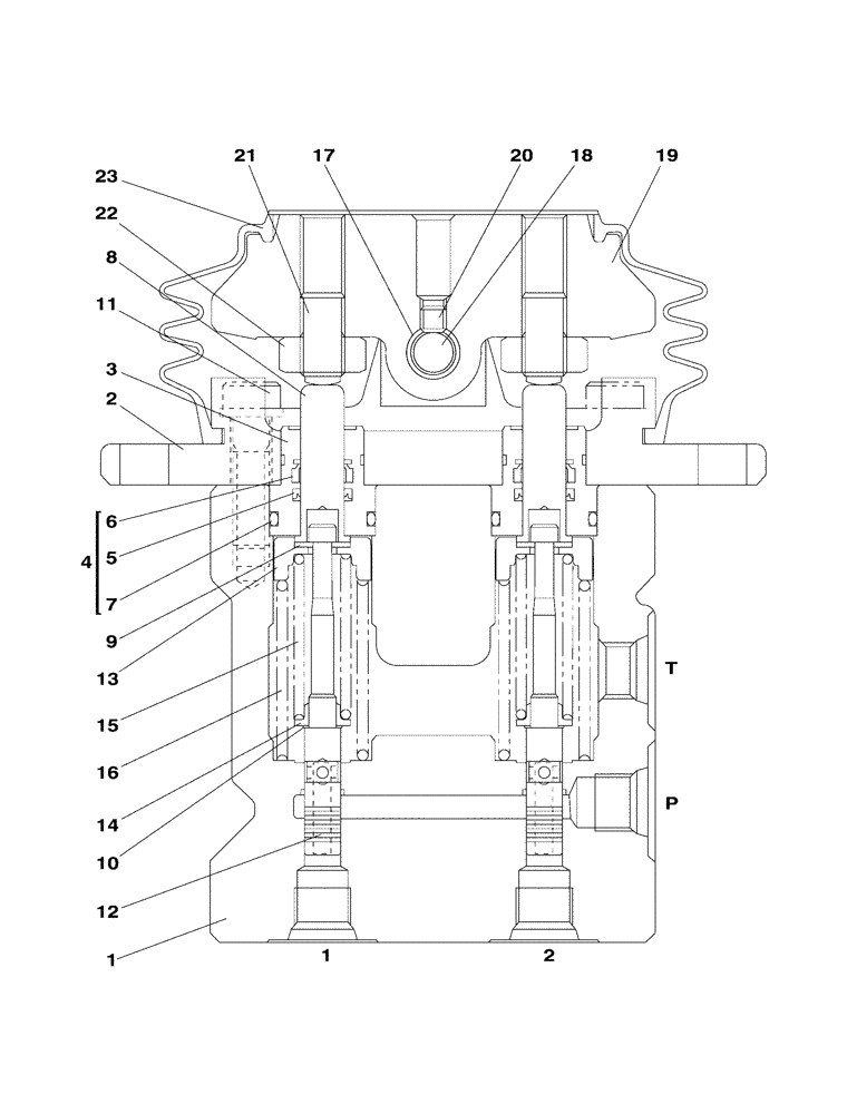 Схема запчастей Case CX350 - (08-189-00[01]) - FOOT CONTROL VALVE - OPTIONAL (08) - HYDRAULICS