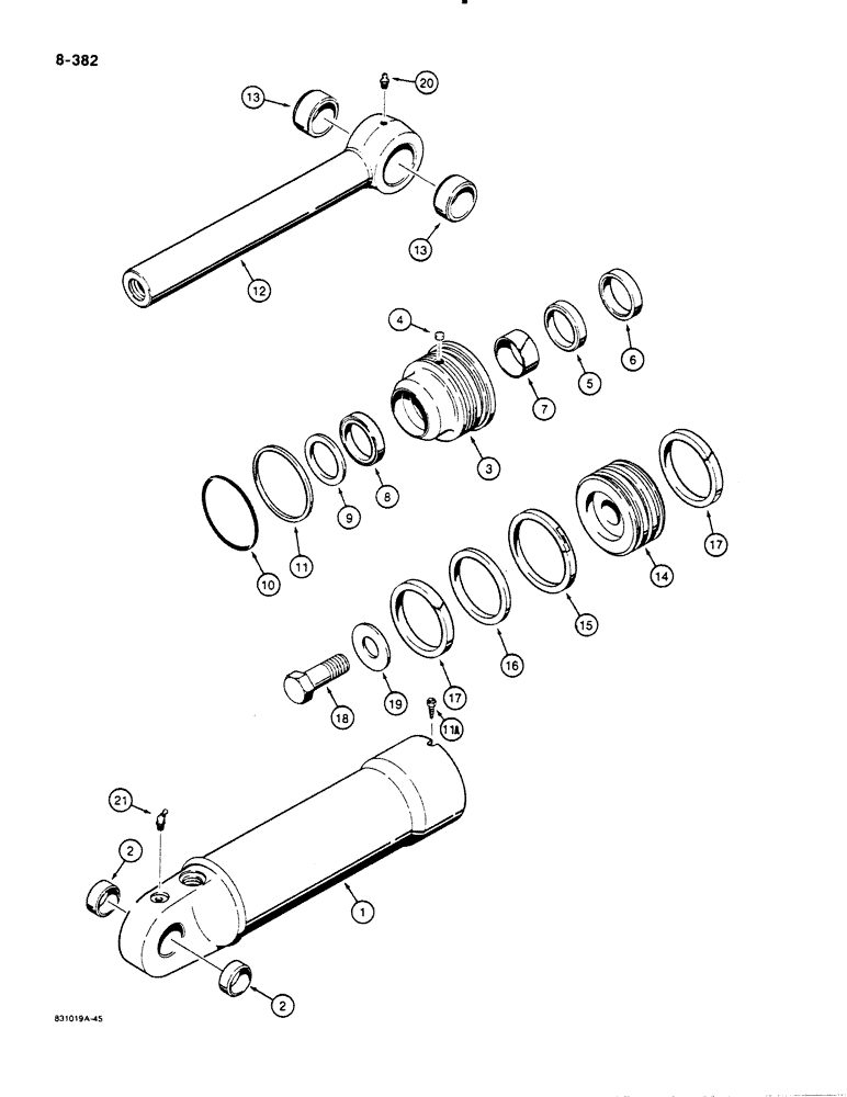 Схема запчастей Case 1455B - (8-382) - RIPPER CYLINDERS (08) - HYDRAULICS