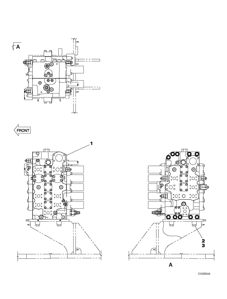 Схема запчастей Case CX460 - (08-75) - CONTROL VALVE - SUPPORT (08) - HYDRAULICS