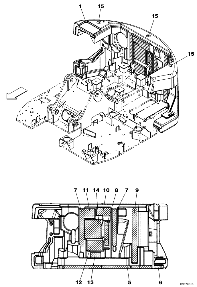 Схема запчастей Case CX135SR - (09-04) - COUNTERWEIGHT (09) - CHASSIS/ATTACHMENTS