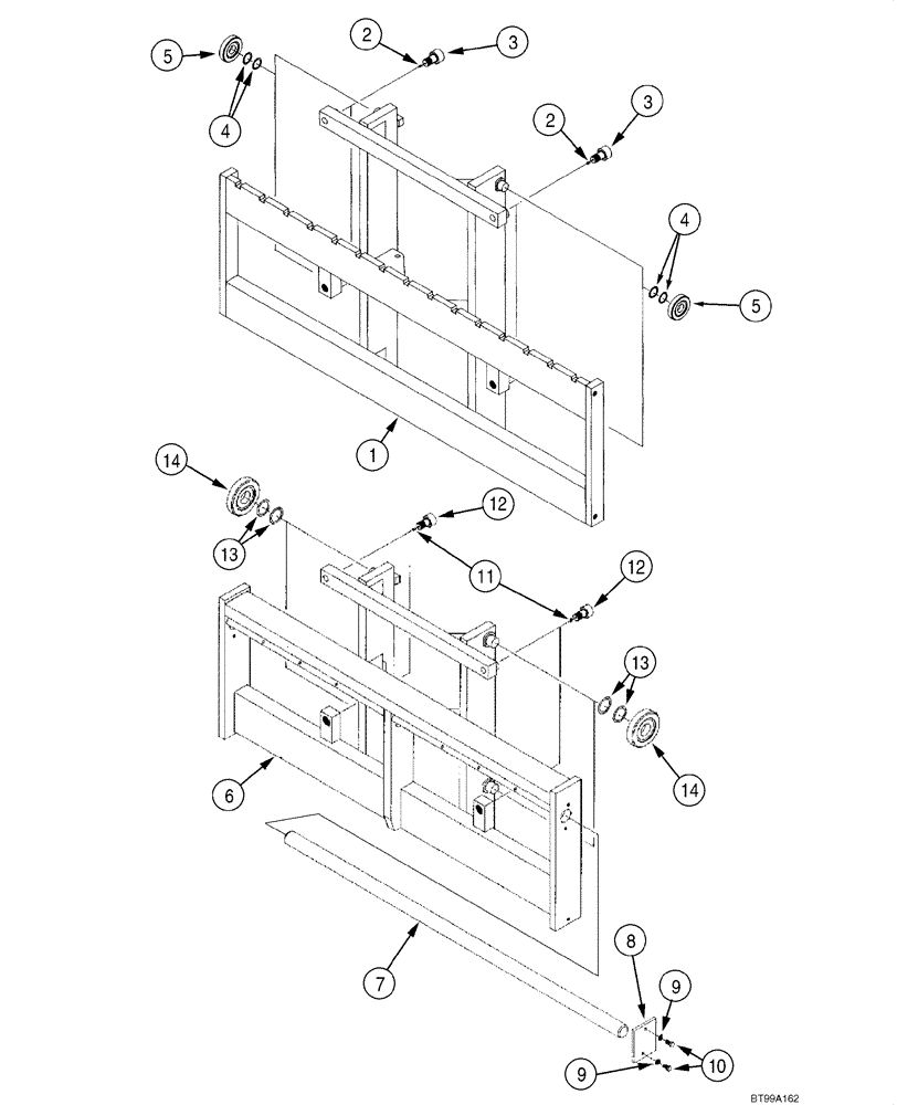 Схема запчастей Case 586G - (09-09) - MAST, HOOK AND SHAFT FRAME - 5000/6000 LB (09) - CHASSIS