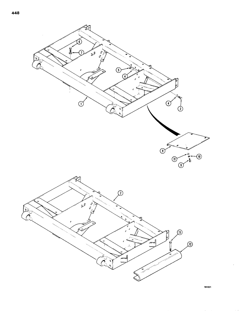 Схема запчастей Case 1150B - (448) - SEAT AND RESERVOIRS FRAME AND SAFETY STRUT (05) - UPPERSTRUCTURE CHASSIS