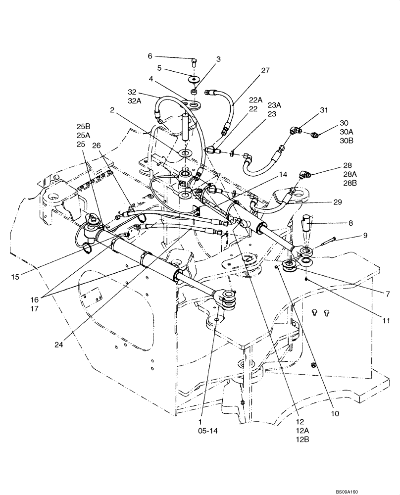 Схема запчастей Case 521E - (05-09) - STEERING - HYDRAULICS - CYLINDER (05) - STEERING