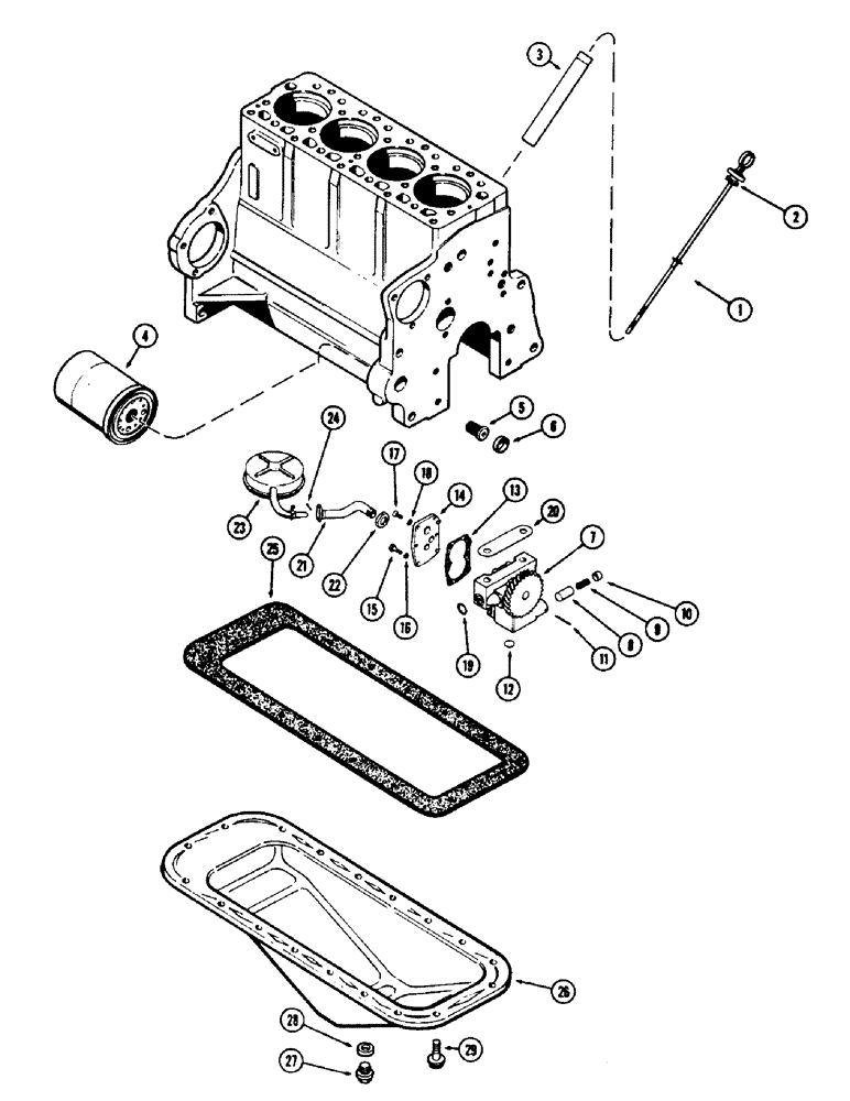 Схема запчастей Case 310G - (018) - OIL PUMP - OIL FILTER - OIL PAN, (188) DIESEL ENGINE (01) - ENGINE