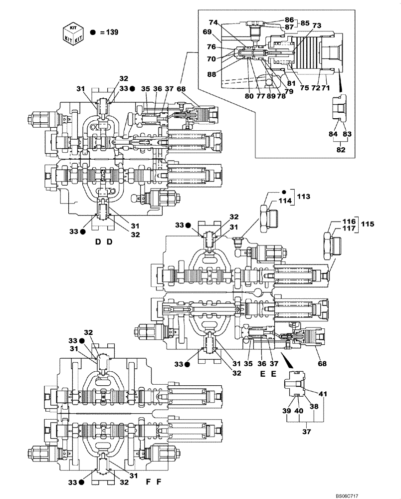 Схема запчастей Case CX330 - (08-204-00[01]) - CONTROL VALVE (08) - HYDRAULICS