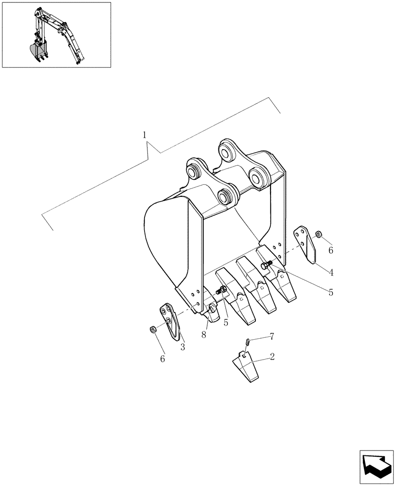 Схема запчастей Case CX31B - (5.9122[01]) - BUCKET (L=450MM) - 747637010 (84) - BOOMS, DIPPERS & BUCKETS