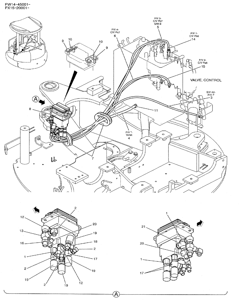 Схема запчастей Case CX31B - (05-011) - CONTROL LINES, PROPEL (NIBBLER & BREAKER + TRAVEL ALARM) (35) - HYDRAULIC SYSTEMS