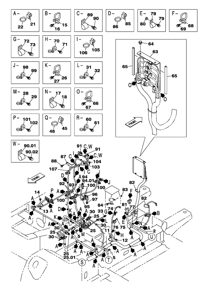 Схема запчастей Case CX210C NLC - (55.100.01[02]) - CHASSIS ELECTRICAL CIRCUIT (55) - ELECTRICAL SYSTEMS