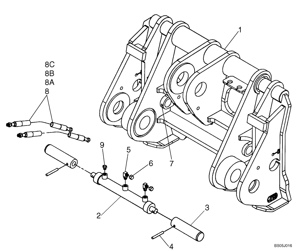 Схема запчастей Case 621E - (09-13) - COUPLER, HYDRAULIC - Z-BAR - JRB (09) - CHASSIS