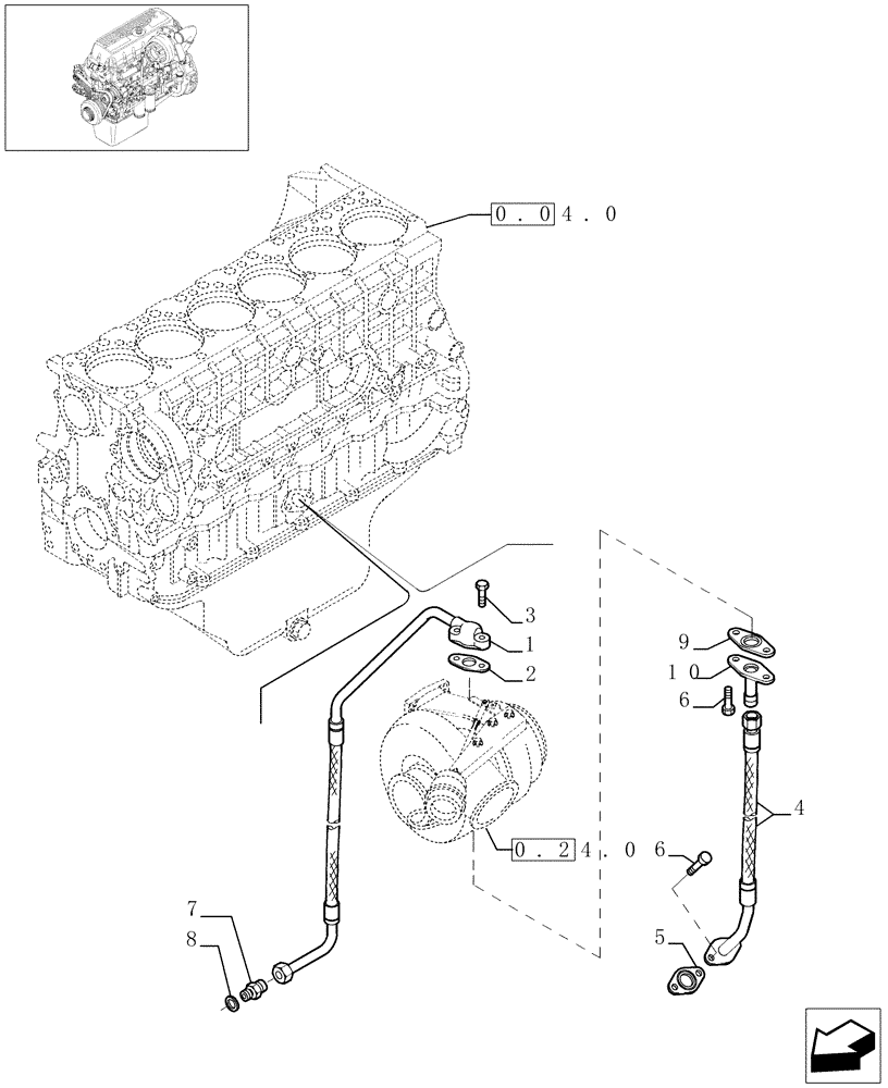 Схема запчастей Case F3BE0684A B002 - (0.30.63[01]) - TURBOBLOWER PIPES (504056266 - 504051857) 