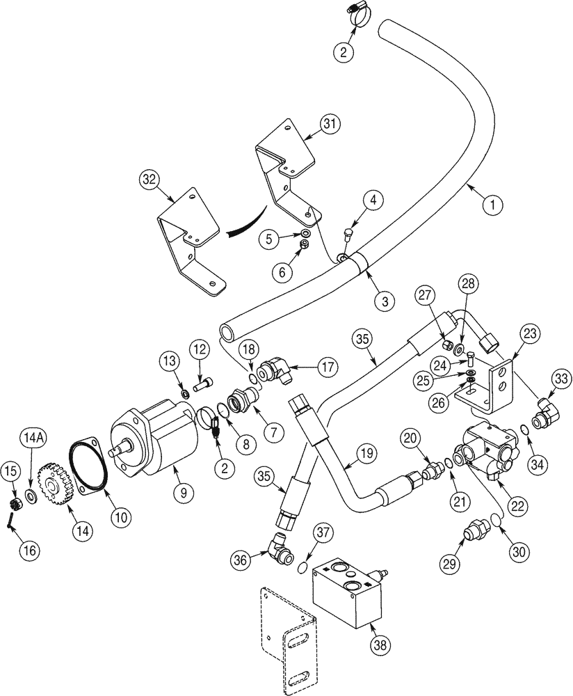 Схема запчастей Case 821C - (07-04) - HYDRAULICS BRAKE, MAIN (07) - BRAKES