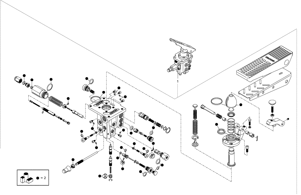 Схема запчастей Case 330B - (47B00000019[001]) - BRAKE PEDAL ASSY (89500408421) (09) - Implement / Hydraulics / Frame / Brakes