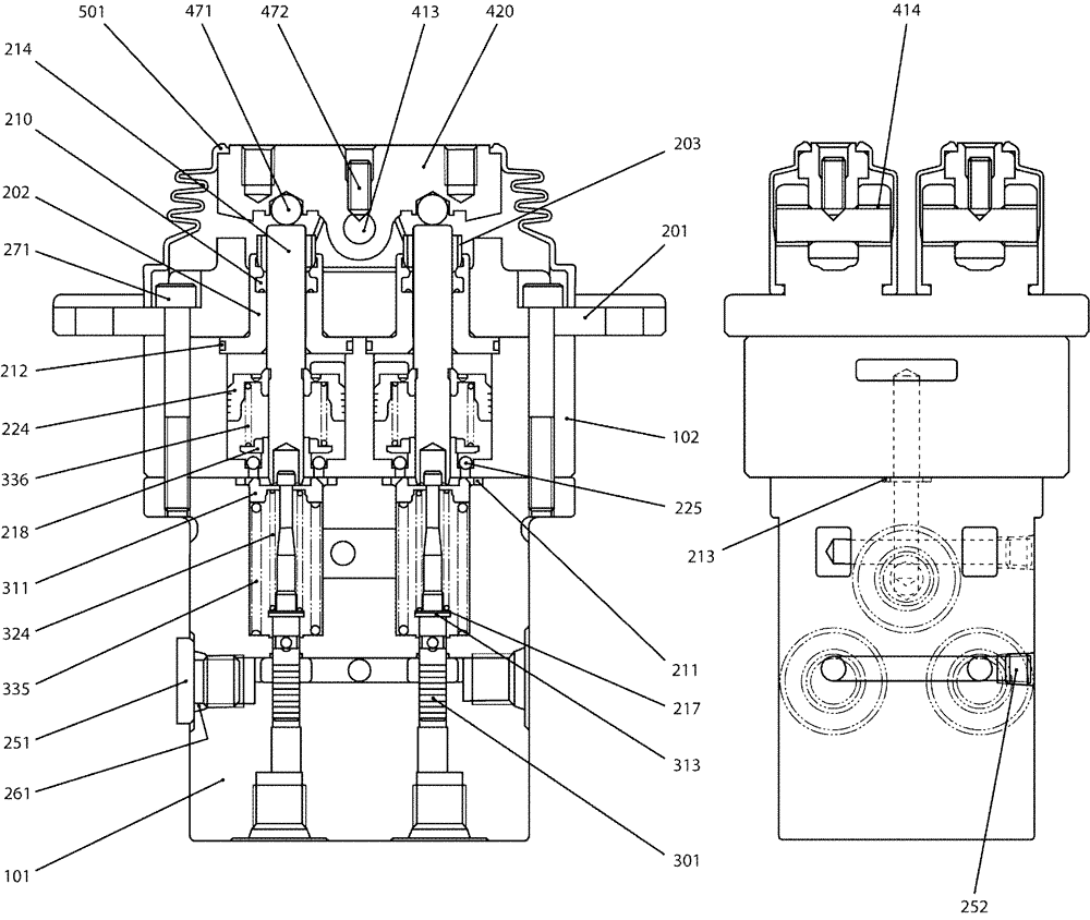 Схема запчастей Case CX31 - (08-67[00]) - VALVE ASSY - PILOT, TRAVEL (08) - HYDRAULICS