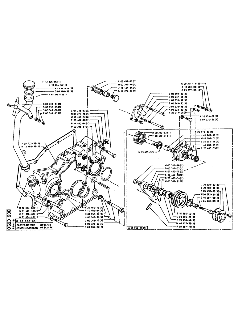 Схема запчастей Case 160CL - (057) - ENGINE CRANKCASE (01) - ENGINE