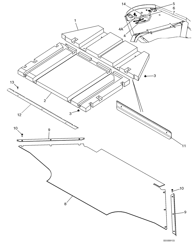 Схема запчастей Case 1150K - (09-19) - CANOPY, ROPS - HEADLINER, FLOORMAT AND MIRROR (09) - CHASSIS/ATTACHMENTS