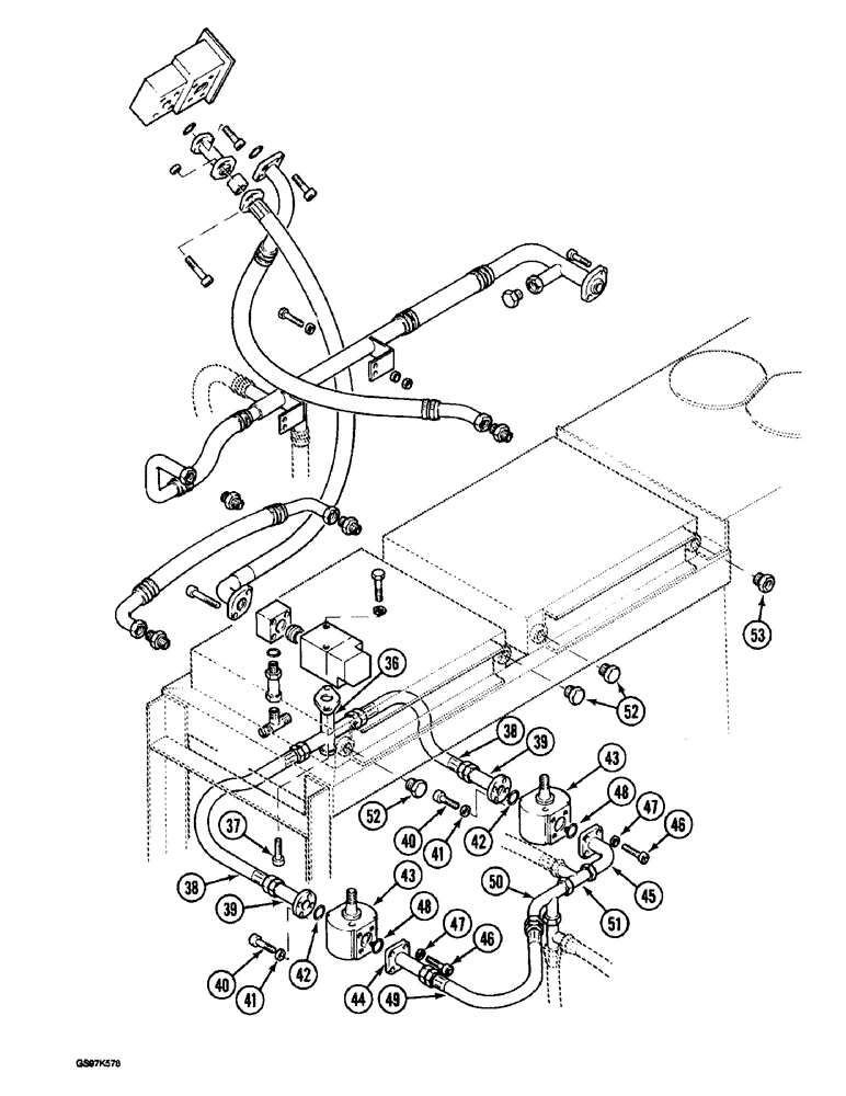 Схема запчастей Case 220B - (8-032) - HYDRAULIC CIRCUIT TO COOLER, P.I.N. 74441 THROUGH 74569 (CONT) (08) - HYDRAULICS