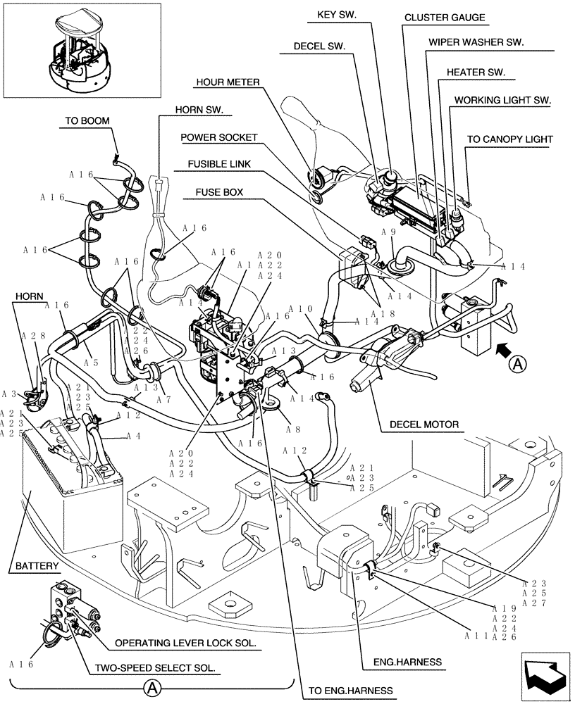 Схема запчастей Case CX31B - (312-01[1]) - ELECTRIC SYSTEM - HARNESS UPPER FRAME (55) - ELECTRICAL SYSTEMS