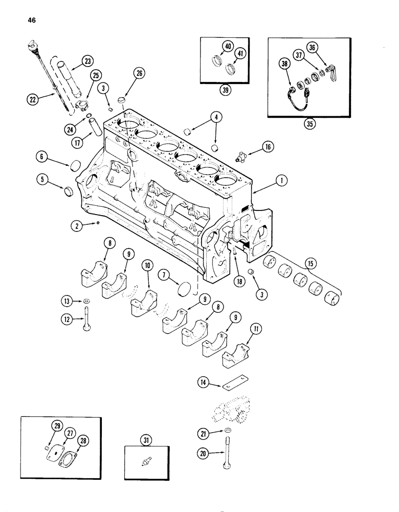 Схема запчастей Case 1280B - (046) - CYLINDER BLOCK, 504BDT DIESEL ENGINE (02) - ENGINE