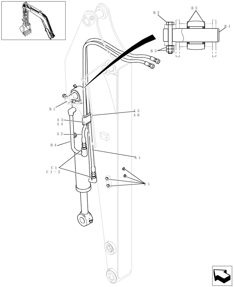 Схема запчастей Case CX20B - (610-01[1]) - ARM HYD.LINES (1.33M) (35) - HYDRAULIC SYSTEMS