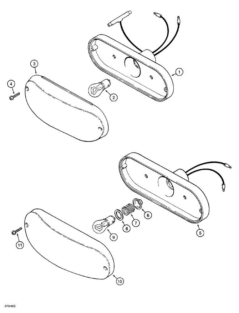 Схема запчастей Case 580SL - (4-036) - CANOPY TRACTOR LAMPS, STOP AND TAIL LAMPS AND TURN SIGNAL AND FLASHER LAMPS (04) - ELECTRICAL SYSTEMS